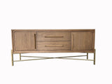 Sideboard Buffet Cabinet with Charging Station Wood Veneer 72x32in Light Brown