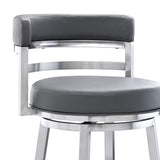 Titana - Swivel Faux Leather And Brushed Stainless Steel Bar Stool