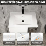 Wall Mounted Bathroom Vanity With Sink, 2 Soft Close Doors, Cabinet & Half Door