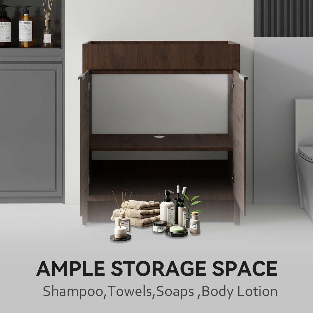 Freestanding Bathroom Vanity Cabinet With Soft Close Doors, Cabinet Only