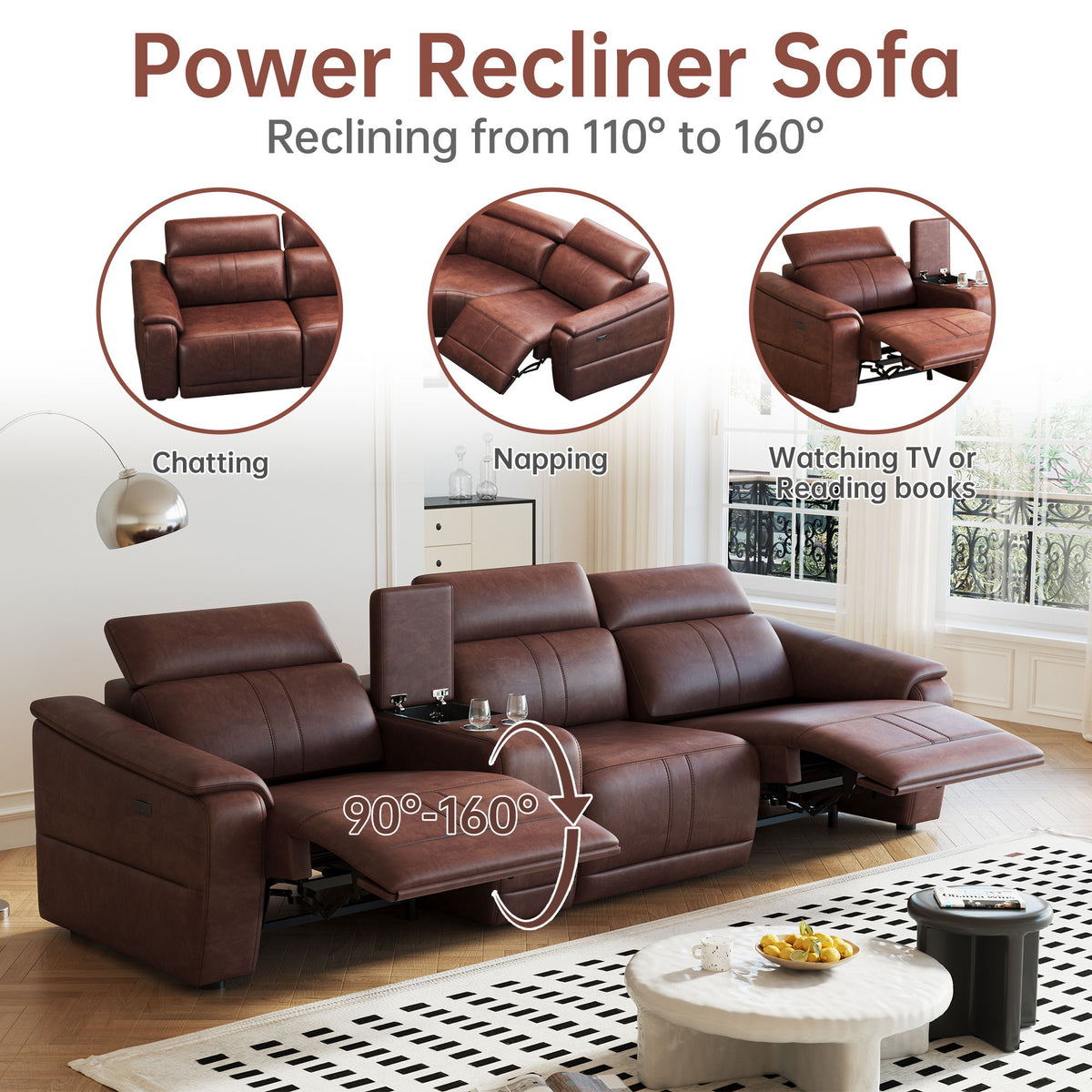 Modular Sofa With Recliners And Cup Holders Sectional Set