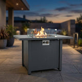 Fire Pit Table Outdoor Backyard Heater Steel 30x25in Dark Gray