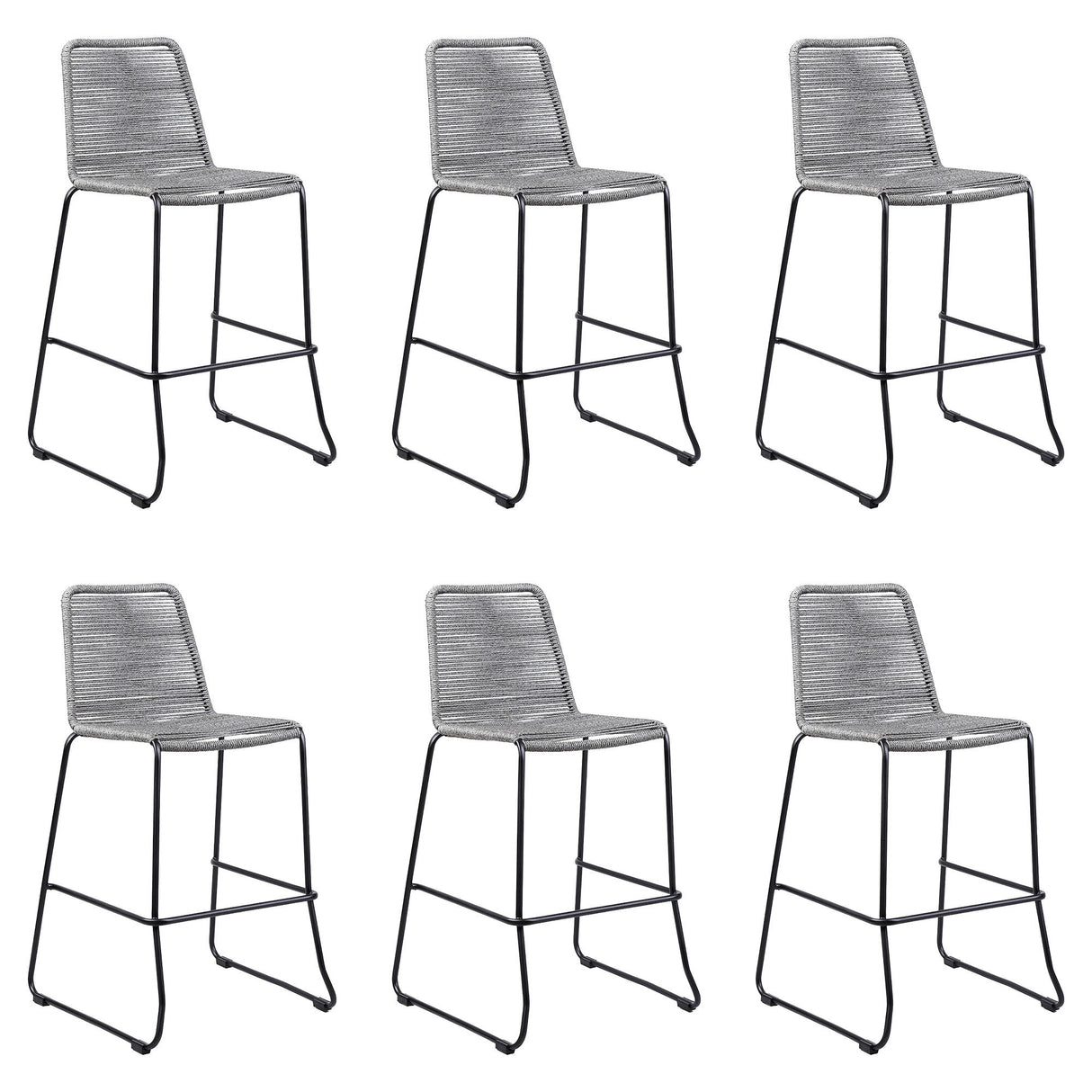 Shasta - 26" Outdoor Metal And Rope Stackable Barstool
