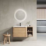 Wall Mounted Bathroom Vanity & Sink, Storage Shelves & Soft Close Door
