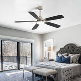 52" Ceiling Fan With LED Light, 6 Speed Remote Control, Reversible DC Motor