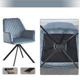 Modern Desk Chair No Wheel, Ergonomic Office Chair Home Office Upholstered Chair, Computer Chair For Bedroom, Reception Room, Living Room With Metal Legs - Blue