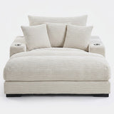 Upholstered Chaise Lounge With Cup Holders USB Port And Pillows
