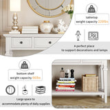 Classic Retro Style Console Table With 3 Top Drawers And Open Style Bottom Shelf - Antique White