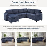 Convertible U-Shaped Sectional Sofa Bed With USB Ports And Storage