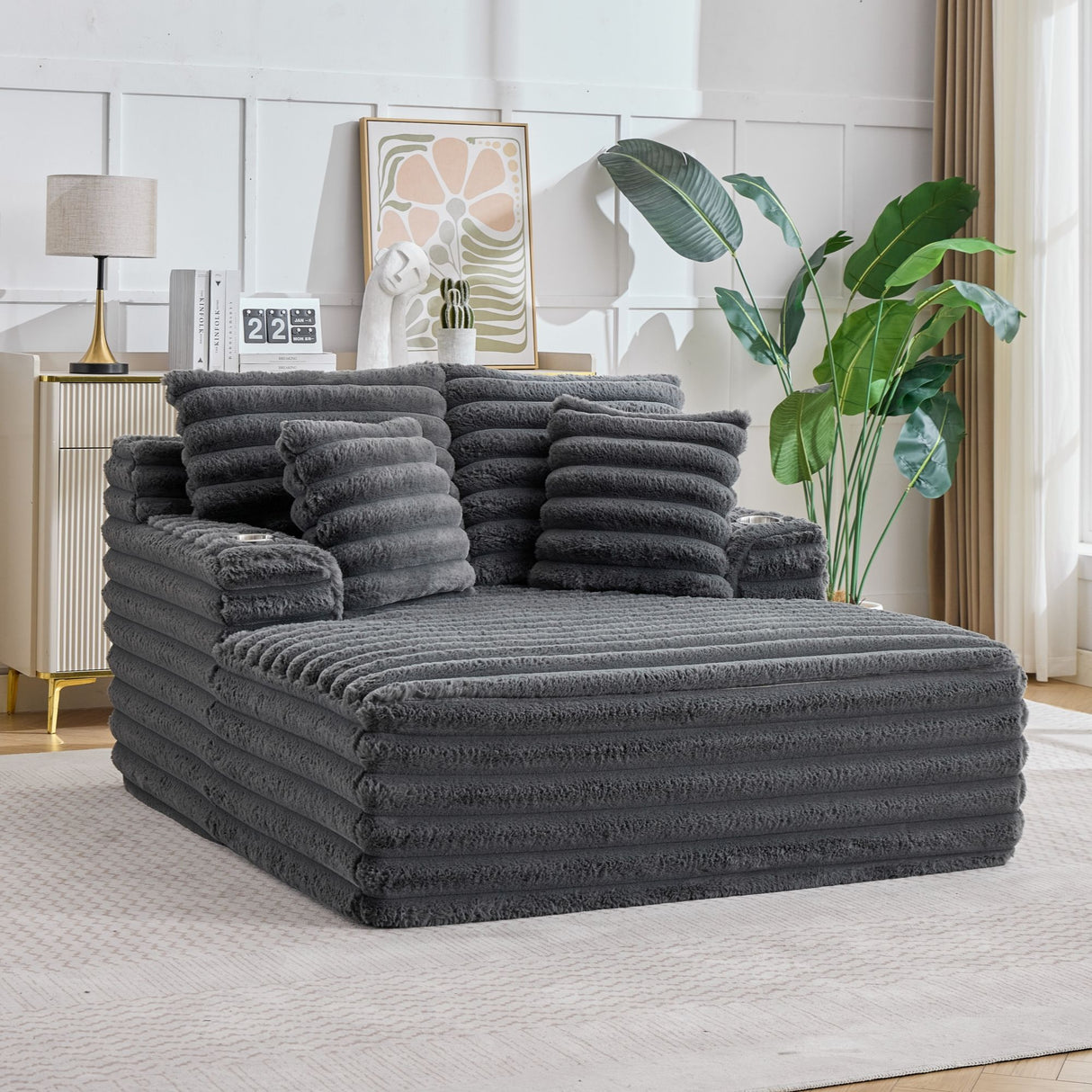Oversized Chaise Lounge Chair Indoor With Pillows For Living Room