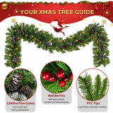 Pre Lit Artificial Christmas Tree Set With LED Lights, 3 Piece Garland And Entrance Trees, Warm Lighting, Indoor Use Only - Green