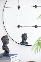 Traditional Decor Style Round Antique Glass Wall Mirror, Wall Decor For For Bathroom Entryway Console Lean Against Wall - Black - Wall Mirrors - Alpine Outlets