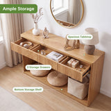Fluted Console Table With 3 Drawers, Long Sofa Table Behind Couch For Living Room