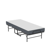 Twin Folding Bed With Memory Foam Mattress, On Wheels, Portable Bed For Adults & Guests - Black