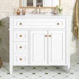 Bathroom Vanity With Sink, 3 Drawers & 2 Doors