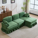 Cloud Sofa With Removable Ruffled Skirt With Ottoman And Flared Arms