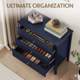 Fluted 3 Drawer Nightstand With Soft Close Slides