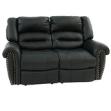 Plush Relax Power Reclining Loveseat 2 Seat Couch With USB Charging Armrest Cushion Living Room Furniture - Black