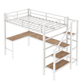 Loft Bed With L-Shaped Desk, Large Storage Space
