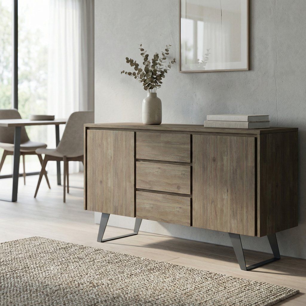 Sideboard Buffet Dining Cabinet Industrial Wood Storage 60x30in