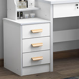 Vanity Desk With Mirror And Lights For Makeup And Chair Set With 3 Adjustable LED Lighting, 4 Drawers - White