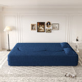 Modern Floor Sofa, With 2 Pillows, Convertible Teddy Fabric Foam Filled Bed