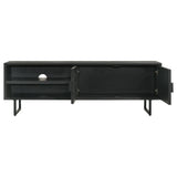 Manaya - 2 Door Stand With Open Shelving And Hidden Storage - Charcoal Black