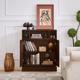 Fluted Sideboard Buffet Cabinet With 2 Doors And Adjustable Shelf, Storage Cabinet For Entryway