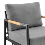 Royal - Outdoor Patio Swivel Glider Lounge Chair - Black Aluminum And Teak Wood With Cushions