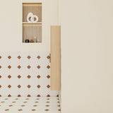 Tall Floating Bathroom Side Cabinet, Wall Mounted Single Door Storage - Light Oak