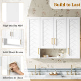 Wall Mounted Medicine Cabinet With 5 Adjustable Shelves, Exquisite Carving - White