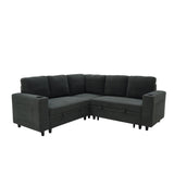 Upholstered L - Shape Sectional Sofa Bed With Pull Out Sleeper And Storage