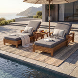 Chaise Lounge With 3 Fold Cushion Set, 3 Position Adjustable Backrest