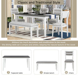 6 Piece Dining Set, Upholstered Chairs And Bench
