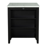 Dining Table Set With Storage Shelves, 3 Piece With 2 Stools - Black / Ivory / White
