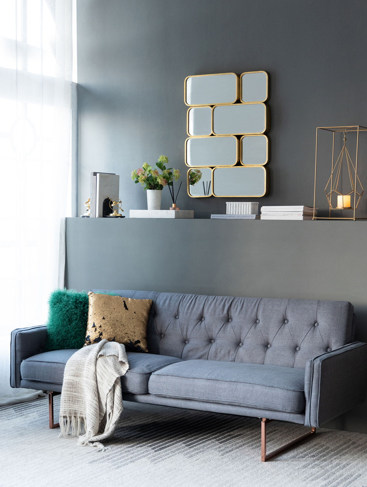Mirror With en Metal Framed Decorative Rectangle Mirror For Bedroom Dressing Room, Hallway Or Living Spac - Gold - Wall Mirrors - Alpine Outlets