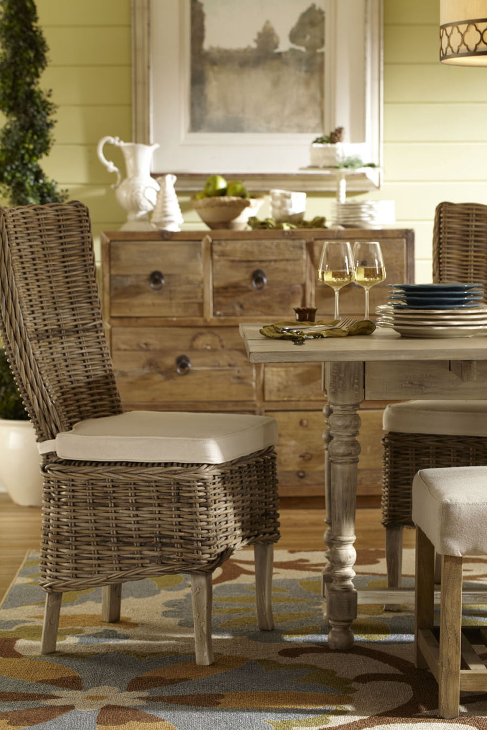 Woven Kubu Highback Side Chair (Set of 2) - Light Brown