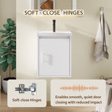 20" Floating Bathroom Vanity Combo With Wall Cabinet, Ceramic Sink & Soft Close Doors - White