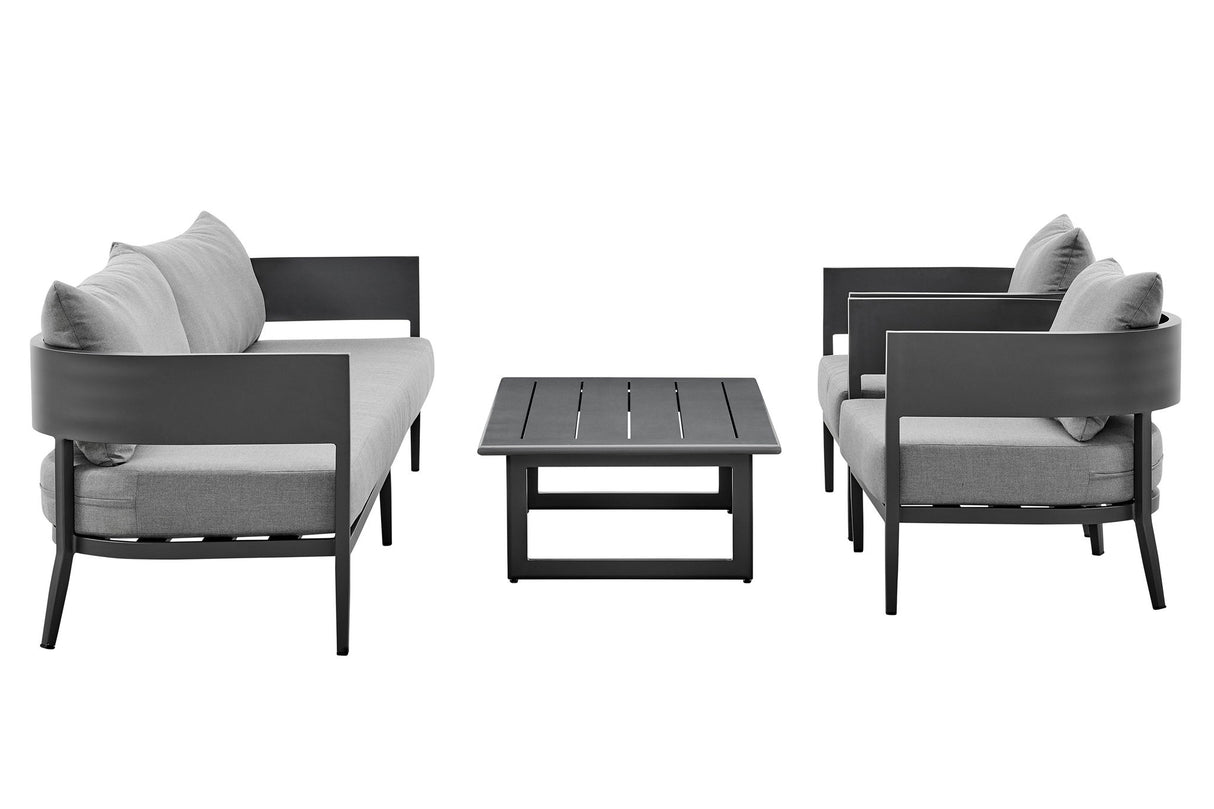 Menorca - 4 Piece Outdoor Dark Gray Aluminum & Fabric Outdoor Conversation Set