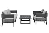 Menorca - 4 Piece Outdoor Dark Gray Aluminum & Fabric Outdoor Conversation Set