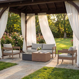 Outdoor Sofa Set Of 3 With Weather Resistant Cushions (Coffee Table Not Included) - Oak
