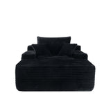 Convertible Chaise Lounge Chair With Wide Armrest & Throw Pillows - Black