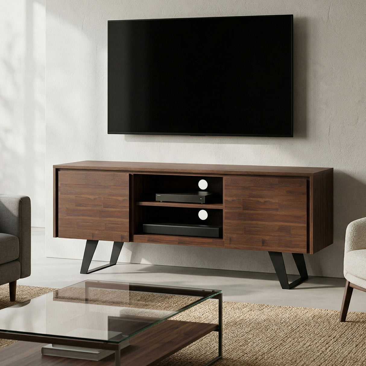 Lowry - TV Media Stand - Distressed Charcoal Brown