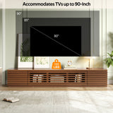 TV Stand, Entertainment Center With Cable Management And Soft Closing Hinges - Walnut