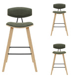 Fox - Bar Height Curved Back Wood Bar Stool With Faux Leather Seat