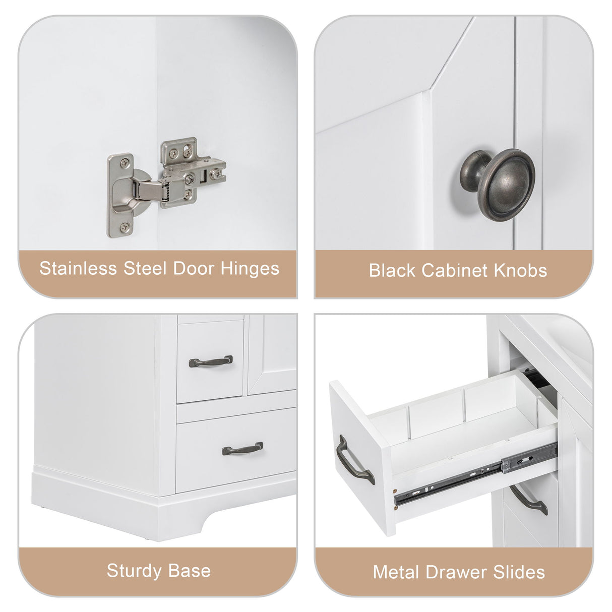 Modern Bathroom Vanity Base Only, 6 Drawer Storage With Adjustable Shelf