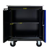 Movable Lockable Double Door Partition With Lock Multi Functional Hardware Storage Tool Car Auto Repair Locker - Black / Blue