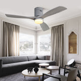 52" Ceiling Fan With LED Light, Reversible DC Motor, Remote Control - Silver