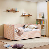 Gingham Daybed With USB Charging Port, Wave-Shaped Design
