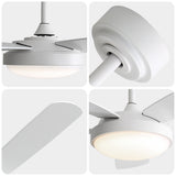 42" Ceiling Fan With 22W LED Light And Remote Control Blades Reversible DC Motor - White